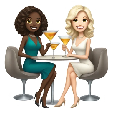 rich white women friends sipping martinis brunettes sticker