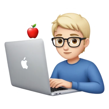 ios developer using macbook and imagine about apple sticker