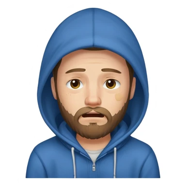 25 age beard man wearing hoodies and crying face sticker