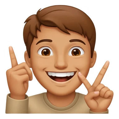 Face smiling and finger is between his teeth  sticker