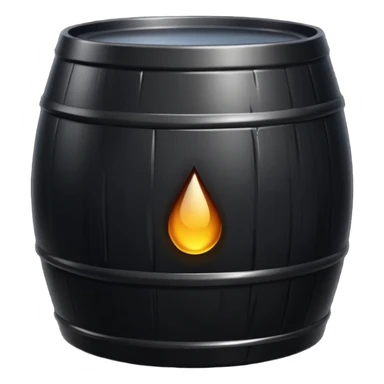 generate an ultra realistic black metal barrel without rust and with a black drop of oil on it sticker