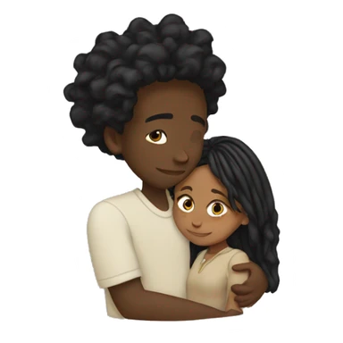 Brown girl with wavy hair hugging black boy who has dreads  sticker
