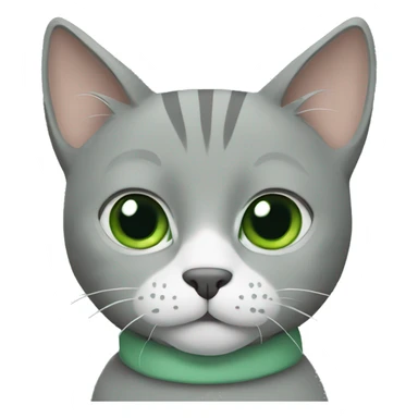 Grey cat with sage green collar sticker