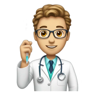 doctor with syringe sticker