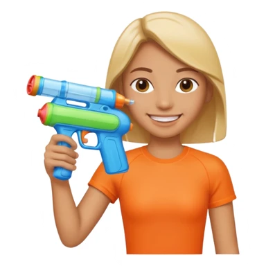 Smile holding water gun sticker
