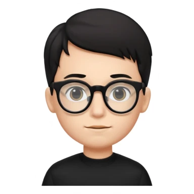 boy with big glasses,black wear sticker