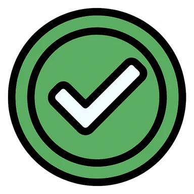 white heavy check mark, color outline icon style, green check mark with subtle shading, modern and friendly sticker