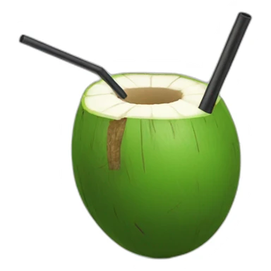 green coconut with a straw sticker