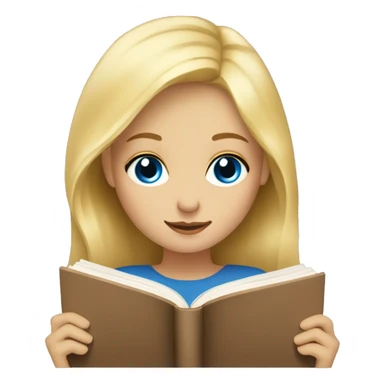 blondy hair girl with blue eyes read a book sticker
