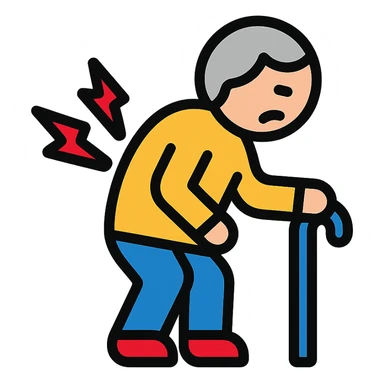 elderly person with back pain icon sticker