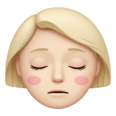 minimal flat emoji of a fatigued face,
half-closed eyes,
slightly uneven eyelids,
low-energy expression,
cool pastel muted tones,
modern mental health app style,
transparent background,
vector illustration sticker
