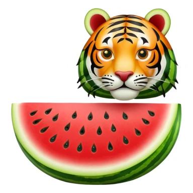 watermelon carved into tiger shape sticker