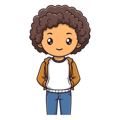 tan teenager with curly dark brown hair sticker