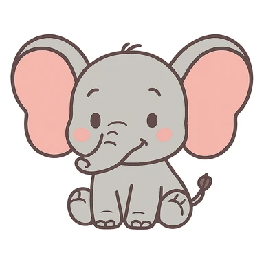 flat toon baby dumbo elephant sticker