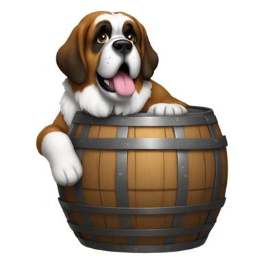 St. Bernard with a barrel sticker