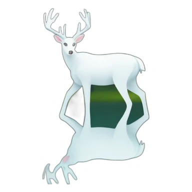 white deer reflected in the forest sticker