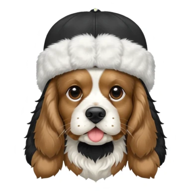 Собака породы черно-белый русский кокер спаниель в шапке ушанке sticker