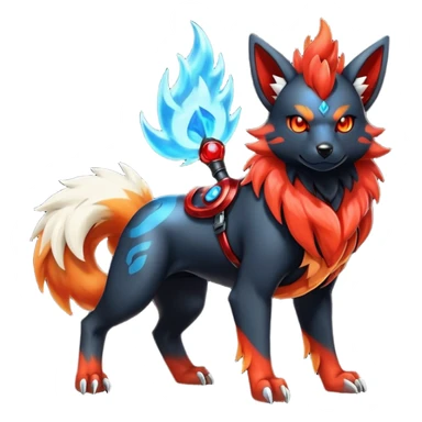 Shiny Gothic Exotic Futuristic Houndoom-Arcanine-Zorua-Torracat-Pokémon-Fakémon-hybrid-creature sticker