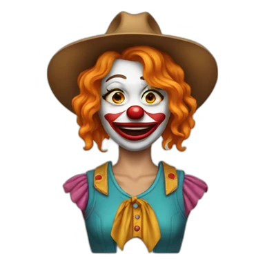 a crying cowgirl clown sticker