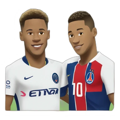 Mbappé and Neymar in style of sorolla sticker