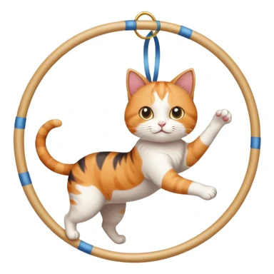 cat doing rhythmic gymnastics with hoop sticker