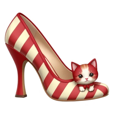 Cottagecore deep red and cream Gingham plaid,  kitten high heel meels, 3D rendering, isolated, side view. Not emoji icons, no emoji faces, no human figures, 300 dpi, professional 4k hd quailty  sticker