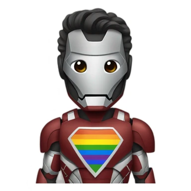 iron man with LGBTQIA+ flag sticker