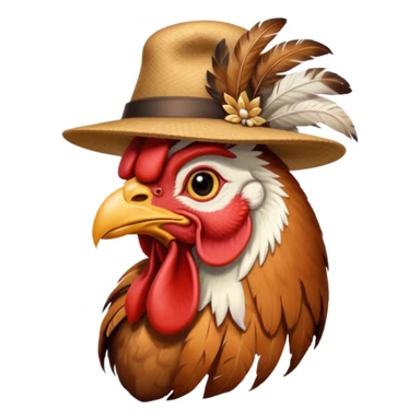 rooster wearing flat hat sticker