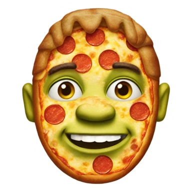 Shrek made out of pizza sticker