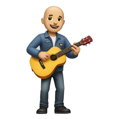 Bald Pinza delivery boy with guitar sticker