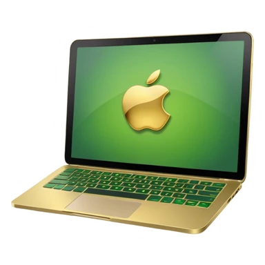 laptop without logotips in golden and green colours sticker