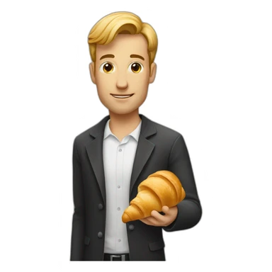 thin man holding a croissant sticker