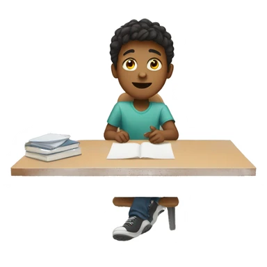 boy is sitting at desk and rising hand sticker