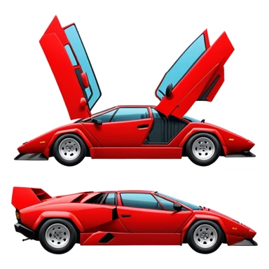 Minimalist red Lamborghini Countach, simple clean lines, minimal details, sleek design sticker