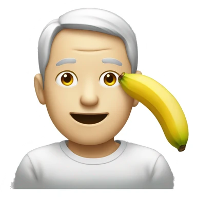 A blind man eating a banana and winking sticker