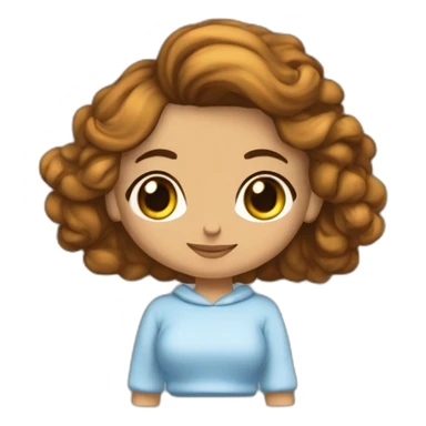 Chica española con pelo castaño falda corta blanca sudadera azul cielo manga larga curpo entero sticker