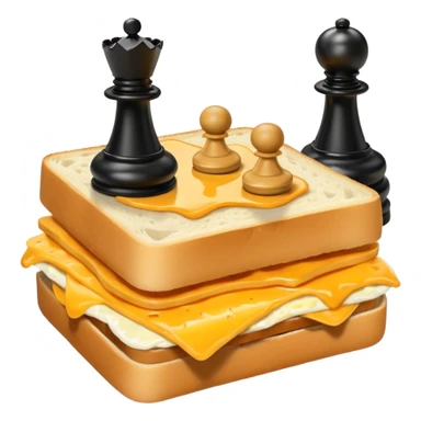 Chess pieces boxing on an egg sandwich sticker