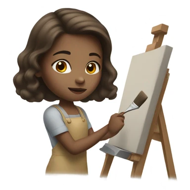 White brunette girl painting  sticker