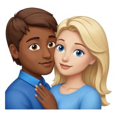 Indian brown hair man kisses blonde white woman with blue eyes sticker