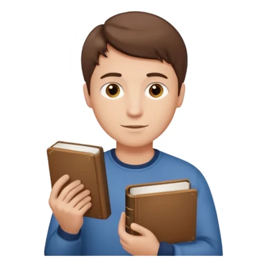 Person man, with short brown hair, shape book sticker
