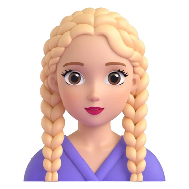 Striking character with perfect Dutch braids, fluttery large eyelashes, and a beautiful attractive face sticker