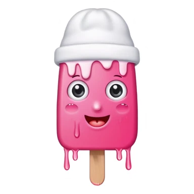 happy pink popsicle with eyes and white beanie sticker