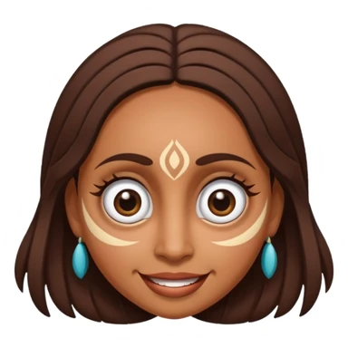 brown Maori female face doing a female pukana, big eyes and upside down smile sticker