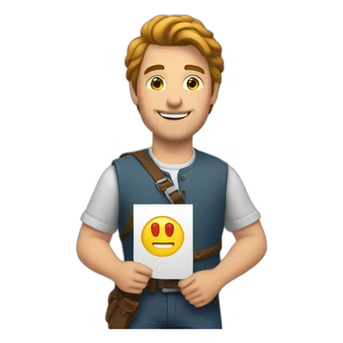 Hans holding a poster with « YES » on it sticker