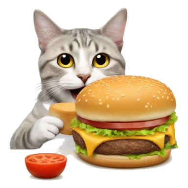 Cat eating burger sticker