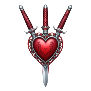 gothic heart with ornate silver dagger and dark shading sticker