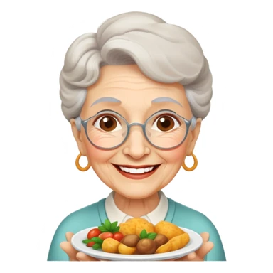 happy elderly grandmother smiling with delicious homemade food sticker