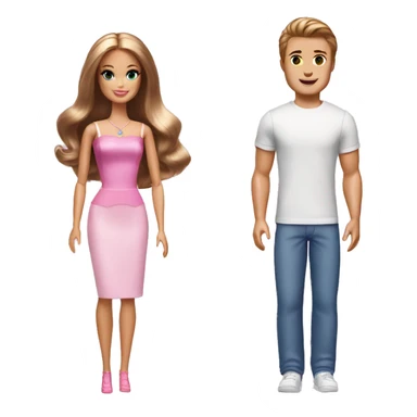 Barbie and Ken with brown hair sticker