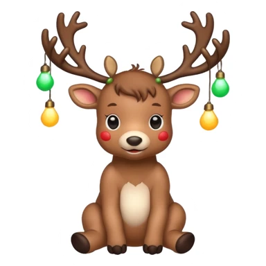 reindeer baby  cute, full body lights whire aropund his head sticker