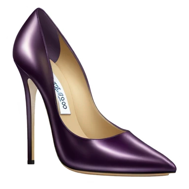 Realistic isolated top view of a pair of dark plum color iridescent jimmy Choo stiletto high heel shoes. sticker